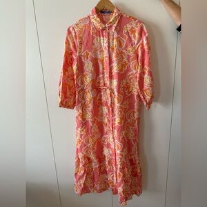 J. McLaughlin Pink and Orange Floral Button-Up Top